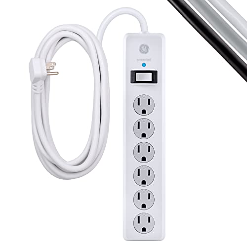 GE 6-Outlet Surge Protector with 15ft Cord and Twist-to-Close Safety Covers