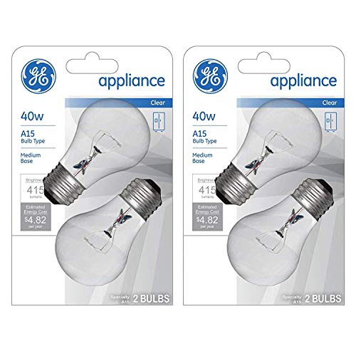 GE Appliance Clear Light 40w A15 Bulb, 4-Pack