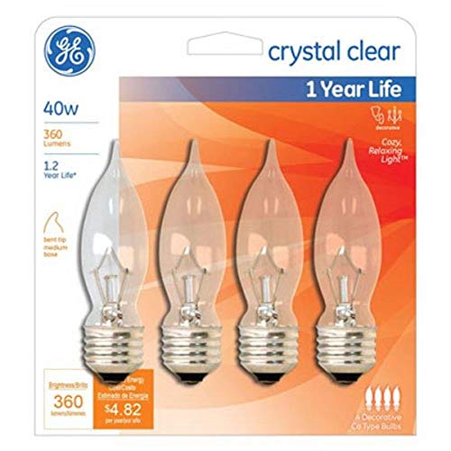 GE Crystal Bulb, 40W, Clear, 4-Pack