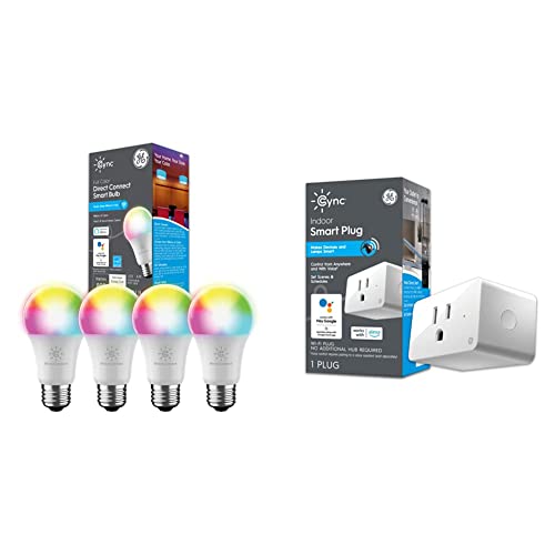GE CYNC Smart LED Bulb + Plug Bundle (4) Full Color Bulbs + (1) Indoor Outlet