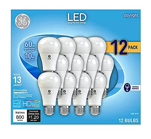 GE Daylight LED Light Bulbs, 12 Pack