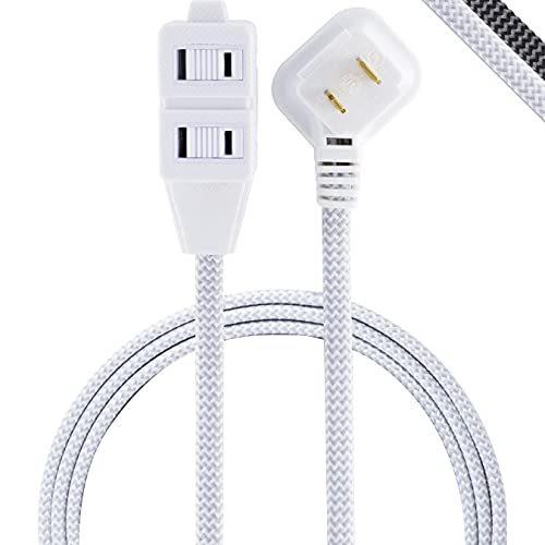 GE Gray & White Designer Braided Extension Cord