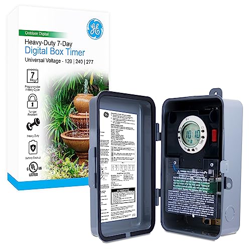 GE Heavy-Duty 7-Day Digital Box Timer Switch for Pool Pumps, Water Heaters