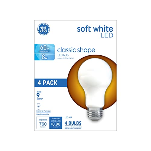 GE Lighting GE LED Light Bulbs, 60 Watt Eqv, Soft White, A19 Standard Bulbs (4 Pack)