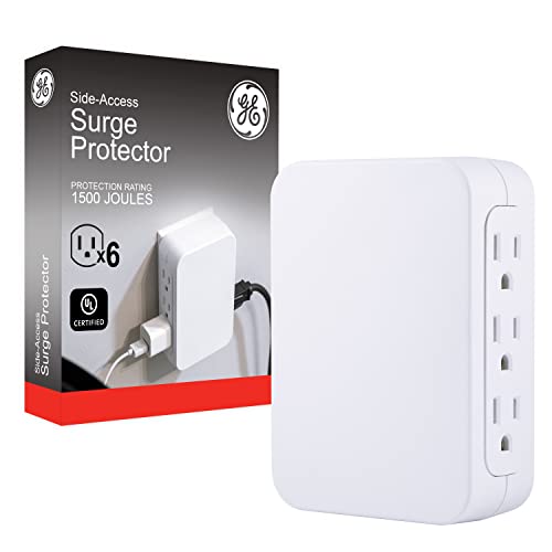 GE 6-Outlet Surge Protector Extender, Wall Tap Adapter, 1200 Joules