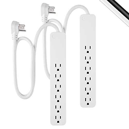 GE 6-Outlet Surge Protector 2 Pack, 2 Ft Cord, 620 Joules, White