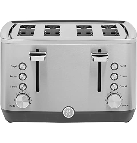 GE 4-Slice Stainless Steel Toaster with 7 Shade Options & Extra Wide Slots
