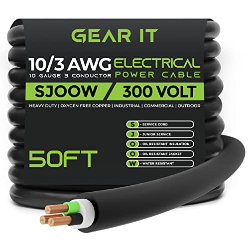 GearIT 10/3 10 AWG Portable Power Cable (50ft)