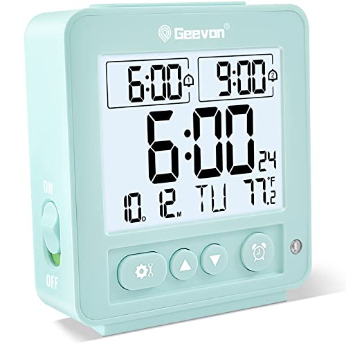 Geevon Small Atomic Travel Alarm Clock with Backlight and Temperature
