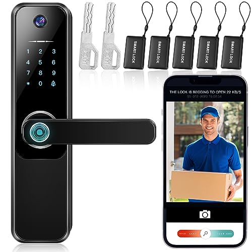 Geiserailie Smart Fingerprint Door Lock with Camera & App Control