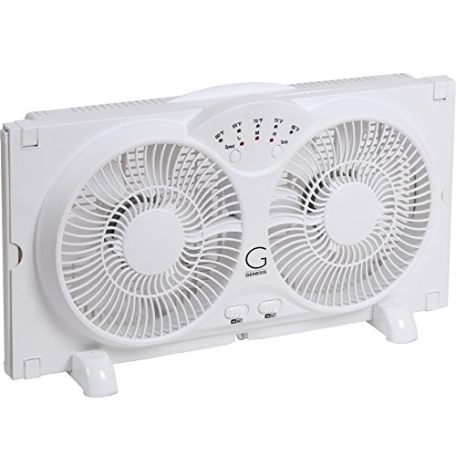 Genesis Twin AirFlow Fan with LED Lights & Adjustable Thermostat