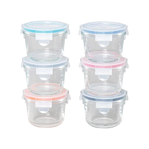 NutriChef nutrichef 12pc food storage containers - 4.48oz mini stackable  superior premium glass meal-prep w/ airtight locking lid, bpa