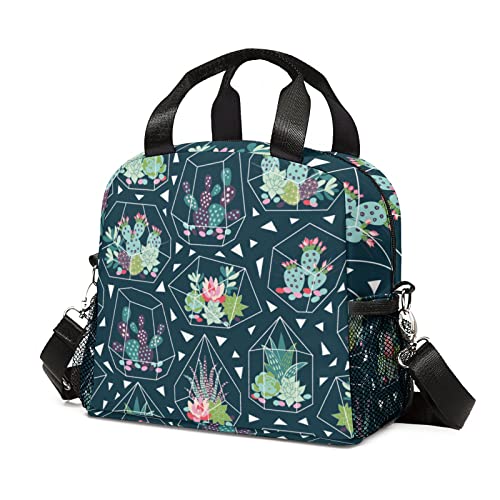 Geometric Cactus Insulated Lunch Bag