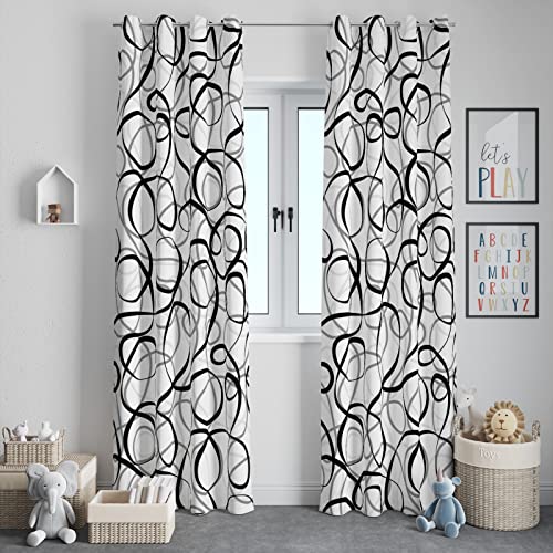 Geometric Curtains 2 Panels Sets - Modern Abstract Window Treatments
