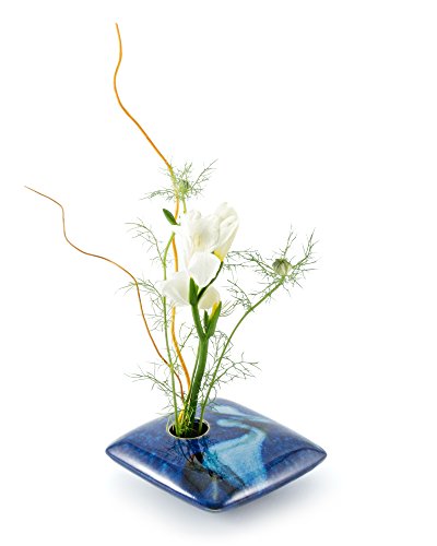 Georgetown Pottery Square Ikebana Flower Vase, Blue Wave