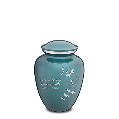 Dragonfly Personalized Medium Cremation Urn with Engraving - 44 Cubic Inches