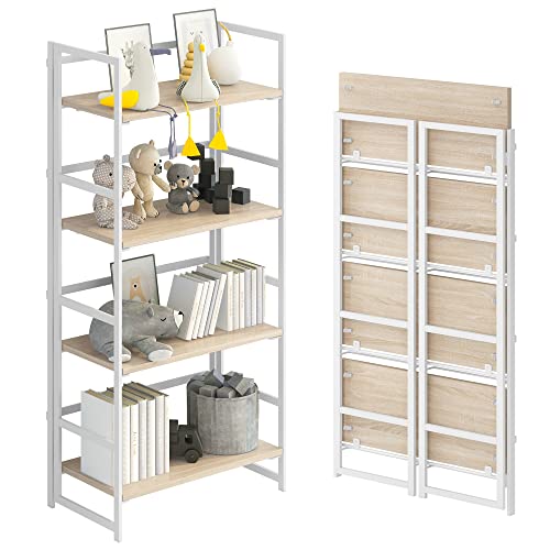 GHQME No-Assembly Folding Bookshelf Storage Shelves