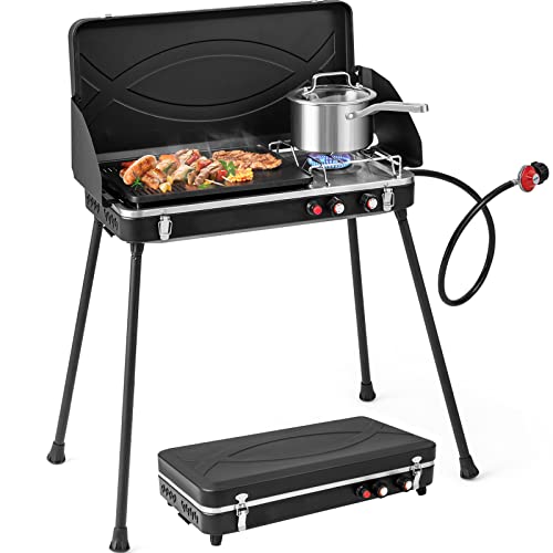 Giantex Portable Gas Camping Grill and Stove: 2-in-1 Propane Burner
