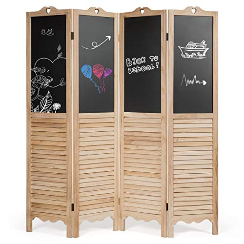 Giantex 4 Panel Room Dividers with Chalkboard Panels