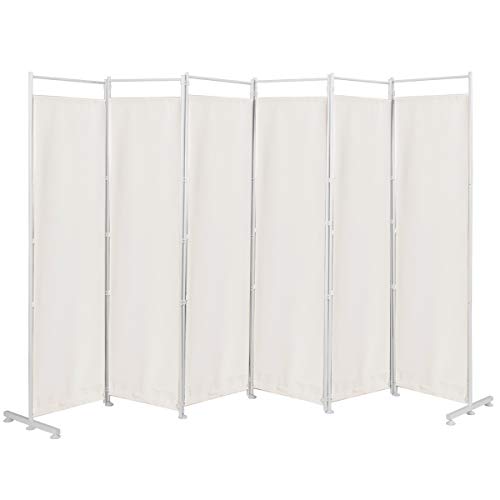 6-Panel White Room Divider: Portable Folding Privacy Screen