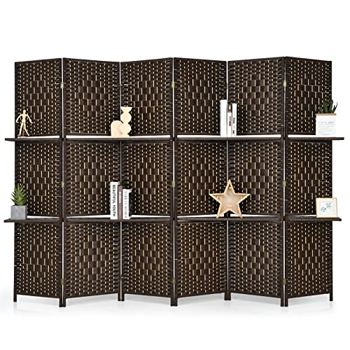 Giantex 6-Panel Room Divider with Shelves