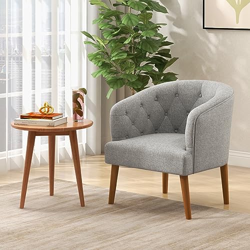 Modern Grey Upholstered Armchair by Giantex