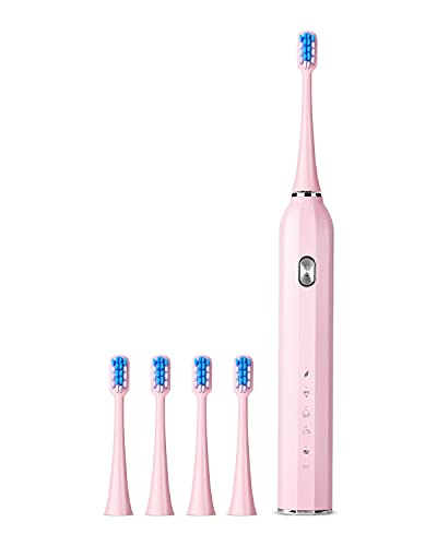 Soft Electric Toothbrush for Braces with Timer, 5 Modes, Pink
