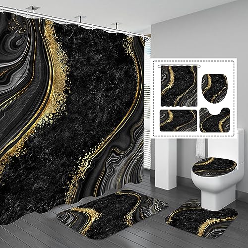 Gibelle Luxury Marble Shower Curtain Set