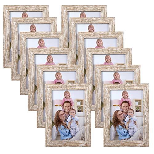Giftgarden Rustic Wood Grain Picture Frame Set