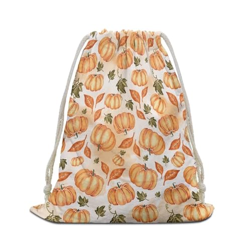 GIFTPUZZ Orange Pumpkin Makeup Organizer with Drawstring Hair Dryer Bags