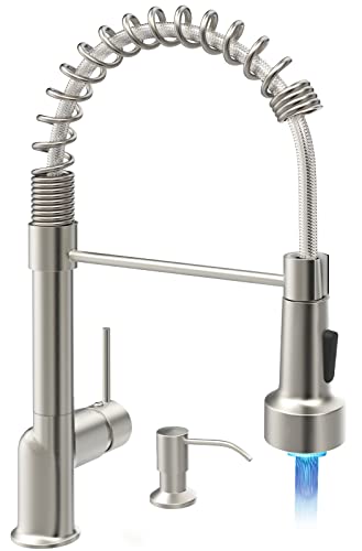 GIMILI Brushed Nickel LED Kitchen Faucet with Pull Down Sprayer
