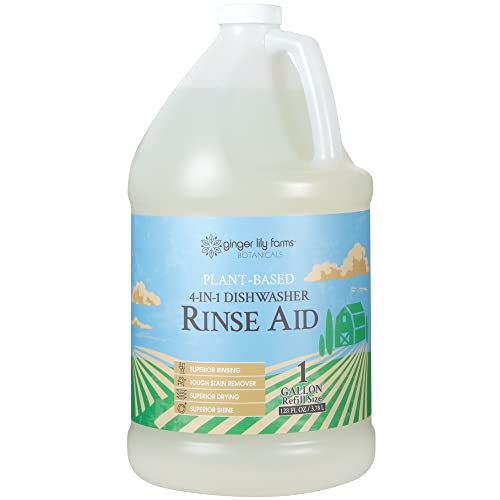 Plant-Based Vegan Dishwasher Rinse Aid, Fragrance-Free, 1 Gallon Refill