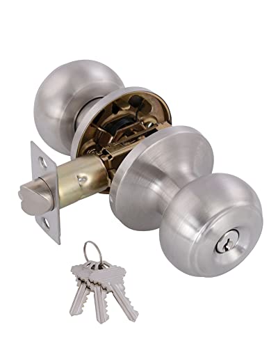 GITRANG Satin Nickel Door Knobs with Lock - Stylish and Secure