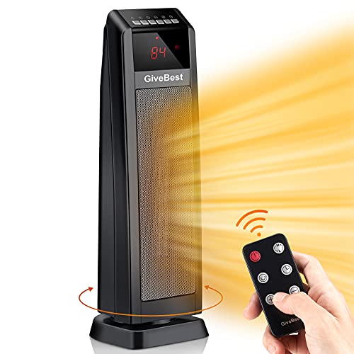 GiveBest 24" Portable Ceramic Space Heater with Remote and Timer, Black