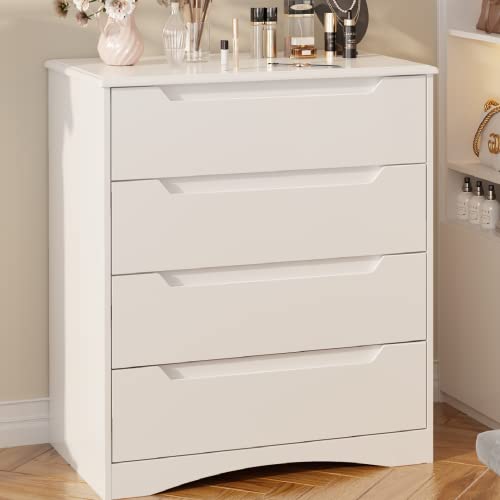 Gizoon White Wood Dresser with 4 Drawers