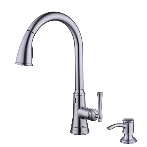 Stainless Steel Touchless Kitchen Faucet with Soap Dispenser
