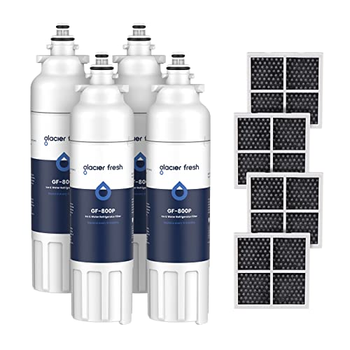 GLACIER FRESH Replacement for LT800P Refrigerator Water Filter and Air Filter Combo 4 Pack