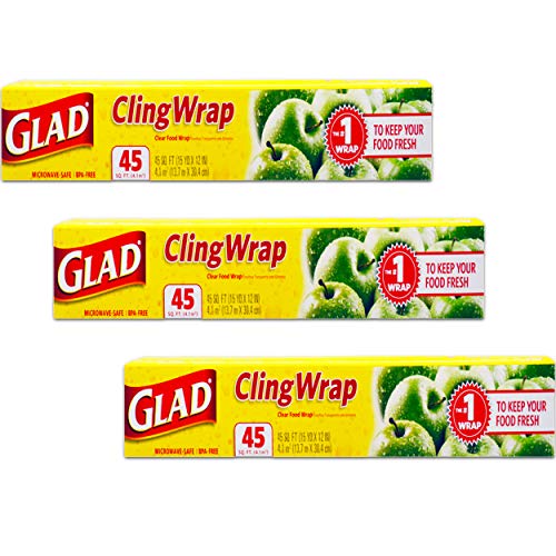 Glad Wrap Plastic Wrap - 3 Pack Bulk Plastic Cling Wrap Rolls