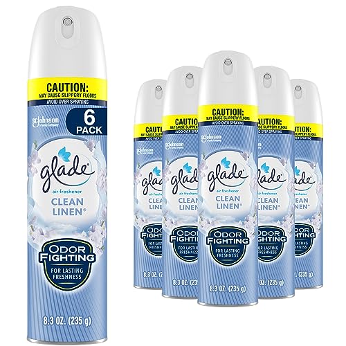 Glade Air Freshener Odor Fighting Room Spray, Clean Linen, 8.3 oz, 6 Count