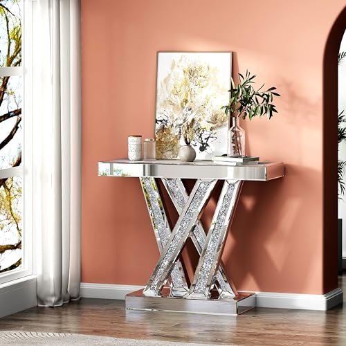 Glam Style Mirrored Console Table