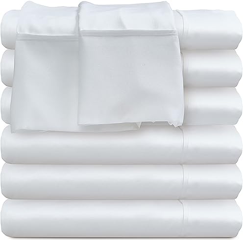 Glarea Twin Flat Sheets - 6 Pack Bulk White Sheets