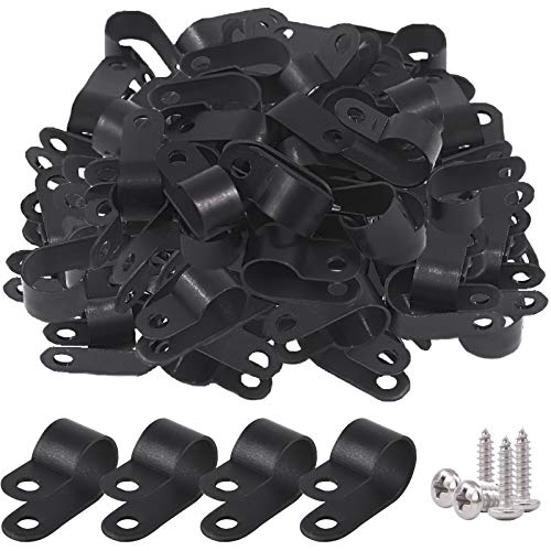 Glarks 120Pcs 1/2" Nylon Cable Clips with Screws for Wire Management Kit