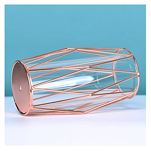 Glass Flower Vase with Geometric Rose Gold Metal Stand