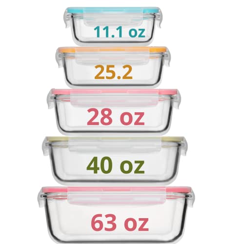 Superior Glass Meal Prep Containers - 3-pack (28oz) BPA-free Airtight Food  Storage Containers with 100% Leak Proof Locking Lids, Freezer to Oven Safe  Great on-the-go Portion Control Lunch Containers 
