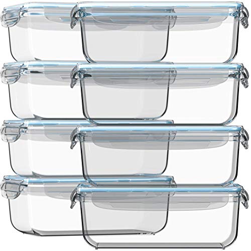 Razab Airtight Glass Food Storage Containers - 30oz, 16pc