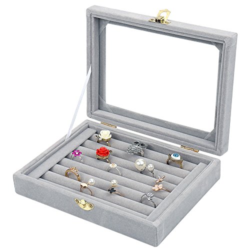 Glass Jewelry Ring Storage Box