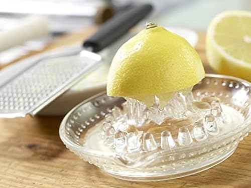 Glass Lemon Squeezer, Small Citrus Squeezer, Handle and Pouring Mouth Juicer Manual Clear Glass