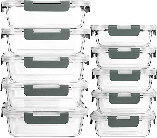 S Salient 18 Piece Glass Food Storage Containers with Lids, Glass Meal Prep  Containers BPA Free & Leak Proof (9 Lids & 9 Containers) 