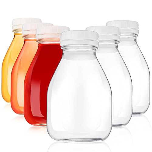 Kitchentoolz 12 oz Square Glass Milk Bottle with Lids and Pour