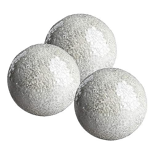 Glass Mosaic Orbs for Bowls - Set of 3 Decorative Balls